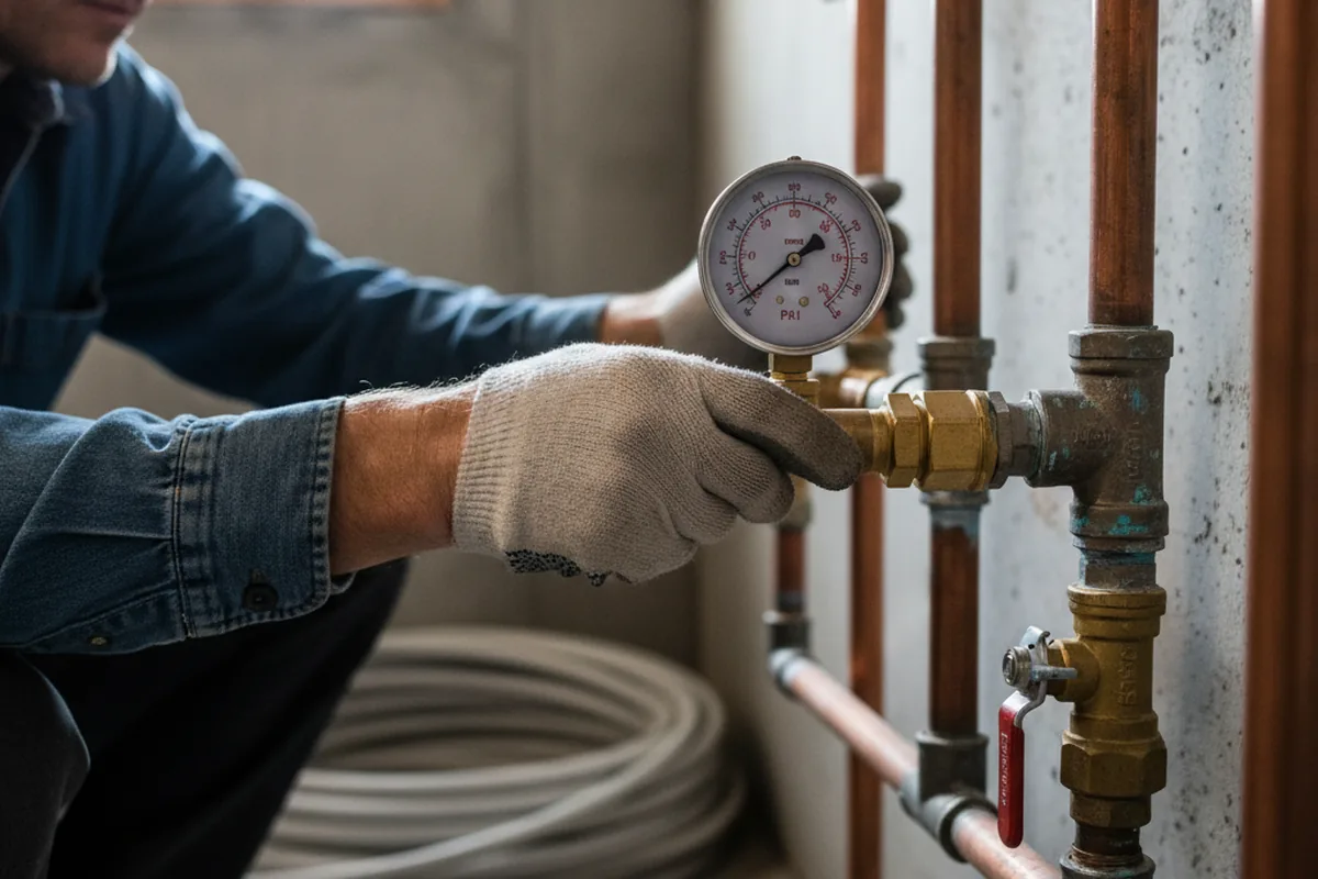 Pressure testing a repaired line during Water Line Repair in Dunnigan